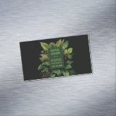 Lush Green Fern Foliage Black Modern Botanical Magnetische Visitenkarte (Beispiel)