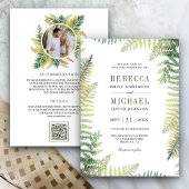 Lush Green Ferns Foto All in One QR Code Wedding Einladung