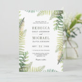 Lush Green Ferns Foto All in One QR Code Wedding Einladung (Stehend Vorderseite)