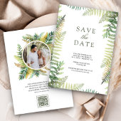 Lush Green Ferns QR Code Foto Wedding Save The Date