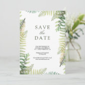 Lush Green Ferns QR Code Foto Wedding Save The Date (Stehend Vorderseite)