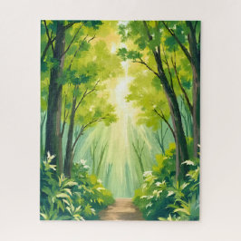 Lush Green Forest | Nature Landscape Watercolor Puzzle