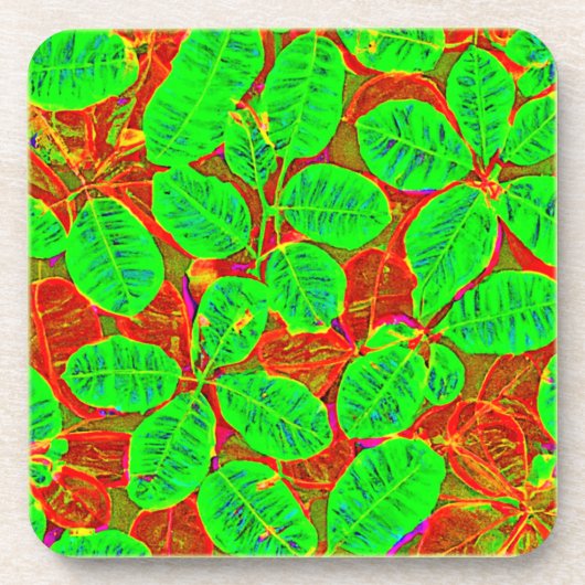 Lush Green Leaf Muster Getränkeuntersetzer (Vorderseite)