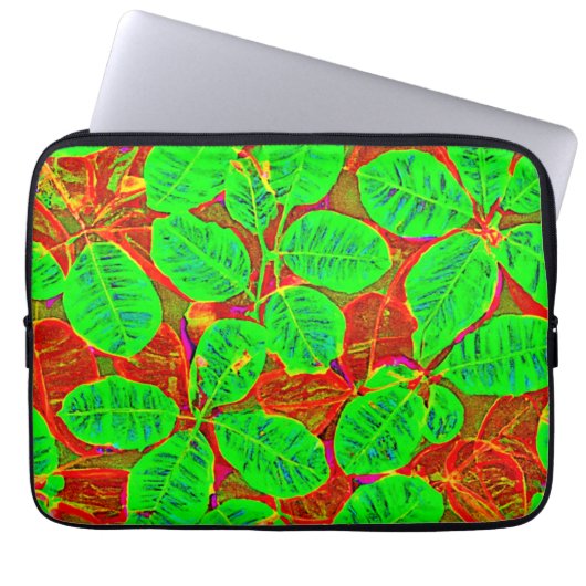 Lush Green Leaf Muster Laptopschutzhülle (Vorderseite)