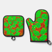 Lush Green Leaf Muster Ofenhandschuh & Topflappen-Set (Vorderseite)