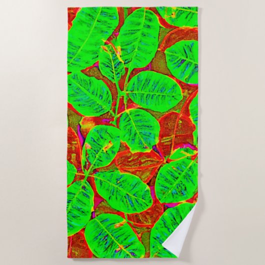 Lush Green Leaf Muster Strandtuch (Vorderseite)