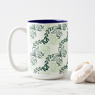 Lush Green Leaves And Vines Pattern Zweifarbige Tasse