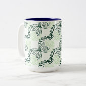 Lush Green Leaves And Vines Pattern Zweifarbige Tasse (Vorderseite Links)