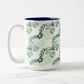 Lush Green Leaves And Vines Pattern Zweifarbige Tasse (Links)