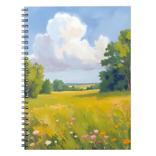 Lush Green Meadow Nature Landscape Painting Notizblock (Vorderseite)