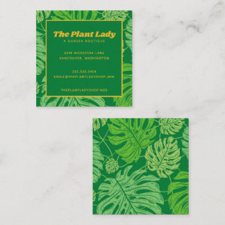 Lush Green Monstera Blätter Quadratische Visitenkarte