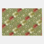 Lush Green Red Botanical Blossom Watercolor TMF26 Geschenkpapier Set (Vorderseite 3)