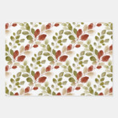 Lush Green Red Botanical Blossom Watercolor TMF26 Geschenkpapier Set (Vorderseite 2)