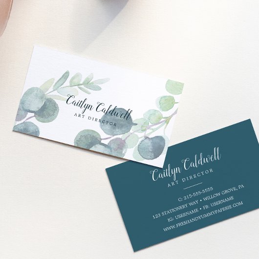 Lush Greenery and Eucalyptus Art Business Card Visitenkarte