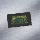 Lush Greenery Black Gold Frame Botanical Magnetische Visitenkarte (Beispiel)