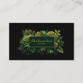 Lush Greenery Black Gold Frame Botanical Visitenkarte (Vorderseite)