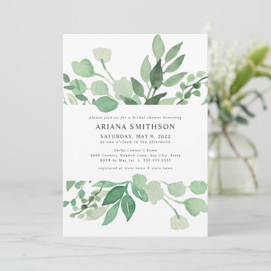 Lush Greenery Brautdusche Einladung 4197 (Stehend Vorderseite)