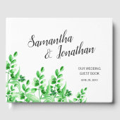 Lush Greenery Elegant Calligraphy Script Wedding Gästebuch (Vorderseite)