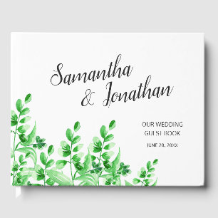 Lush Greenery Elegant Calligraphy Script Wedding Gästebuch