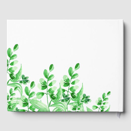 Lush Greenery Elegant Calligraphy Script Wedding Gästebuch (Rückseite)