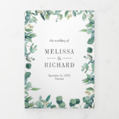 Lush Greenery Eucalyptus Blätter in einer Hochzeit Dreifach Gefaltete Einladung (Cover)