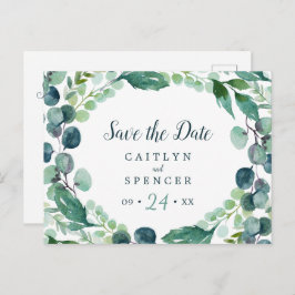 Lush Greenery & Eucalyptus Save the Date Postcard Einladungspostkarte