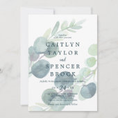 Lush Greenery Faded Eucalyptus Wedding Einladung (Vorderseite)