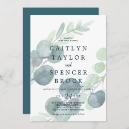 Lush Greenery Faded Eucalyptus Wedding Einladung