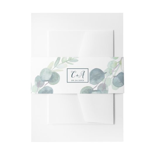 Lush Greenery Faded Eucalyptus Wedding Einladungsbanderole (Vorderseite Beispiel)
