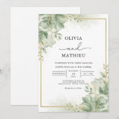 Lush Greenery Floral Blüh Wedding Einladung (Vorne/Hinten)