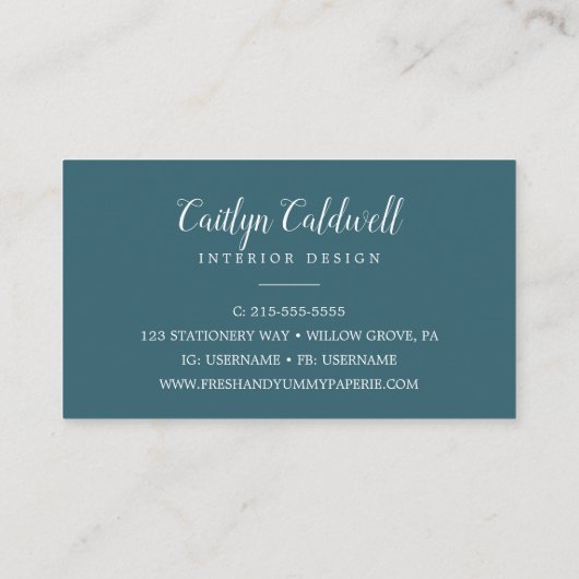 Lush Greenery Rose Gold Geometric Business Card Visitenkarte (Rückseite)