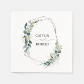 Lush Greenery und Eucalyptus Foliage Geometric Serviette (Vorderseite)