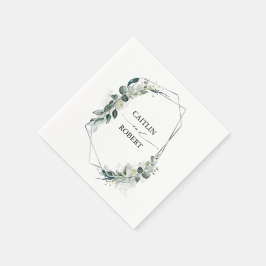 Lush Greenery und Eucalyptus Foliage Geometric Serviette (Ecke)