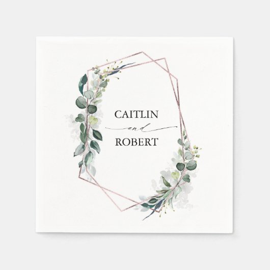 Lush Greenery und Eucalyptus Foliage Geometric Serviette (Vorderseite)