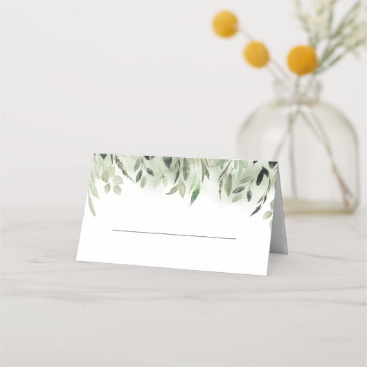 Lush Greenery Vintage Wedding Platzkarte (Vorderseite)