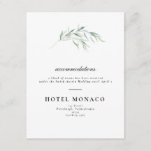 Lush Greenery Wedding Hotel Card