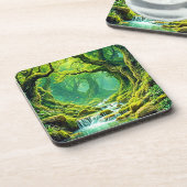 Lush Jungle Waterfall Bliss Getränkeuntersetzer (Linke Seite)