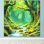 Lush Jungle Waterfall Bliss Leinwanddruck (Insitu (Holzboden))