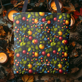 Lush Khokhloma Frucht und florale Muster Tote Beut Tasche