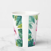 Lush Leafy | Elegant Rosa Flamingo Crown Tropical Pappbecher (Links)