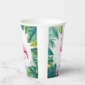 Lush Leafy | Elegant Rosa Flamingo Crown Tropical Pappbecher (Rechts)