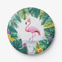 Lush Leafy | Elegant Rosa Flamingo Crown Tropical
