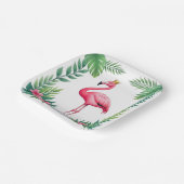 Lush Leafy | Elegant Rosa Flamingo Crown Tropical Pappteller (Gewinkelt)