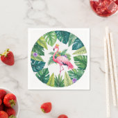 Lush Leafy | Elegant Rosa Flamingo Crown Tropical Serviette (Beispiel)