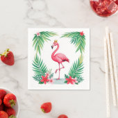 Lush Leafy | Elegant Rosa Flamingo Crown Tropical Serviette (Beispiel)