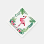 Lush Leafy | Elegant Rosa Flamingo Crown Tropical Serviette (Ecke)
