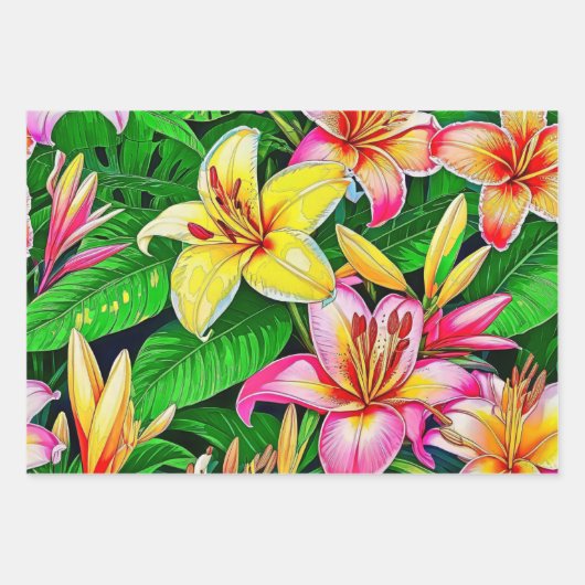Lush Lilies in Vollblut Geschenkpapier Set (Vorderseite)