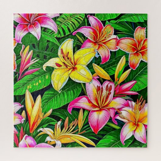 Lush Lilies in Vollblut Puzzle (Vertikal)