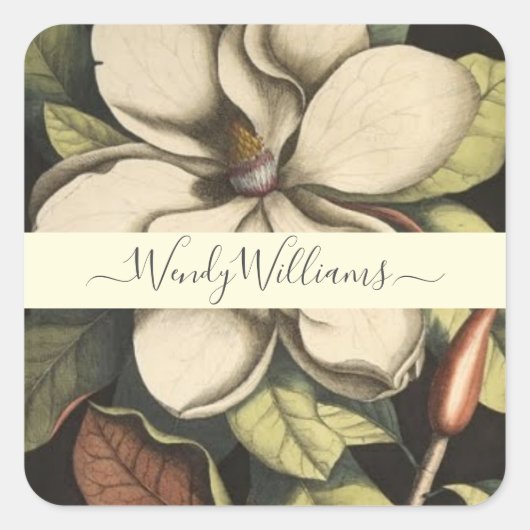 Lush Magnolia Blooms Skripttyp-Umschlag Aufkleber (Vorderseite)