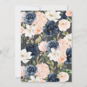 Lush Magnolia Rose Gray Navy & Blush Baby Dusche Einladung (Rückseite)